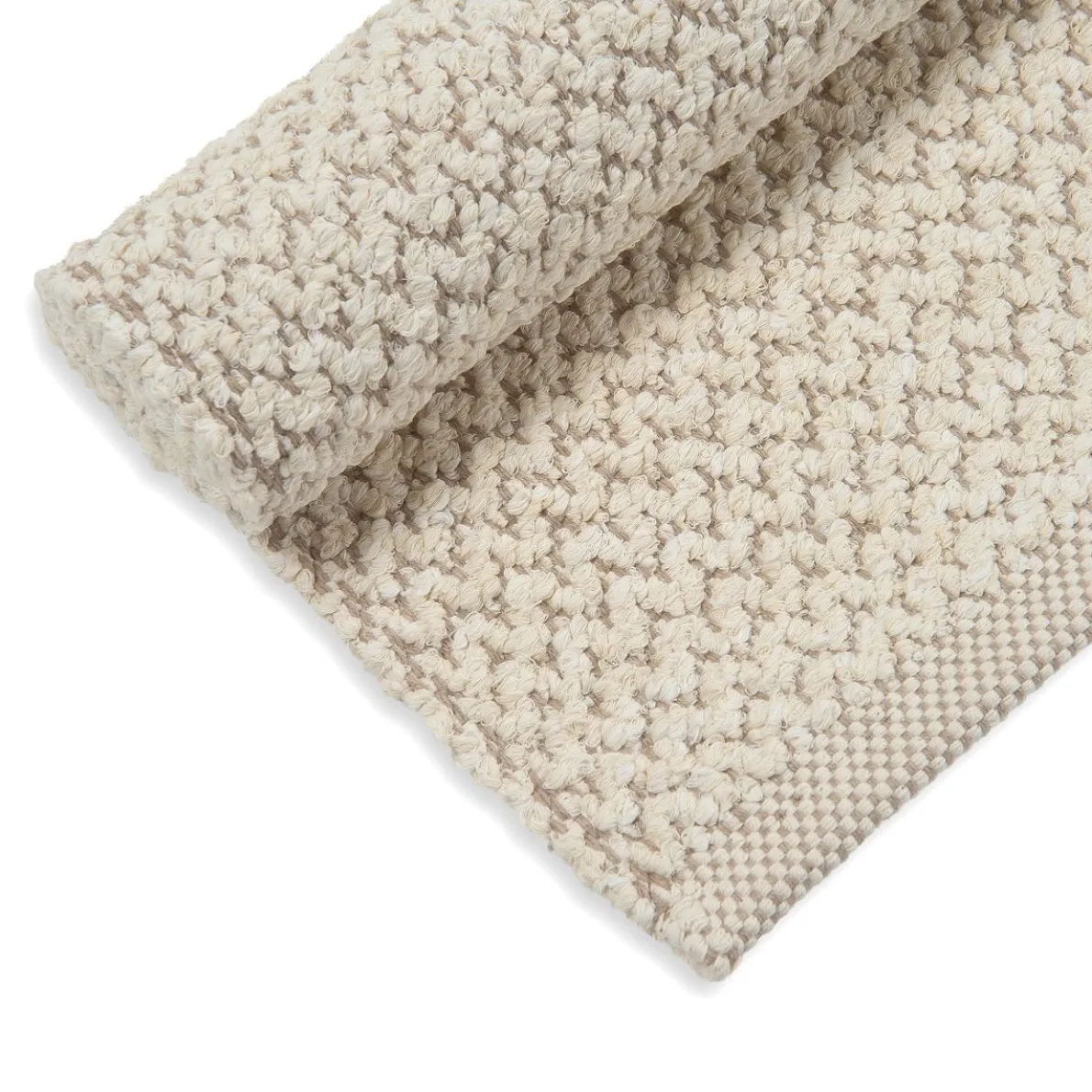 Tapijt, gerecycled katoen, wit, klein, 60 x 90 cm