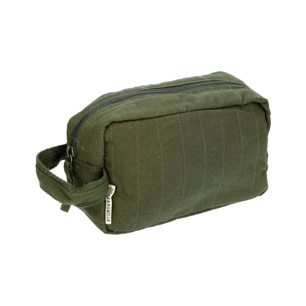 Toilettas middel, biologisch katoen, donkergroen, 20 x 12 x 9 cm