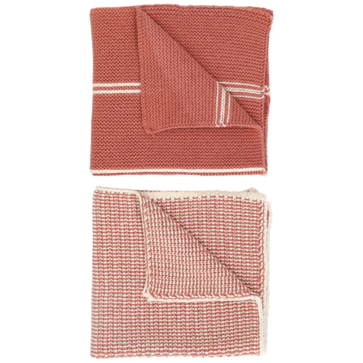 Vaatdoekjes, gebreid katoen, oudroze, 2 stuks, 25 x 25 cm
