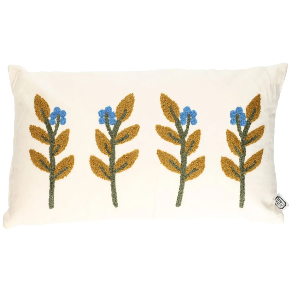 Velours kussen, bio-katoen, takjes, off white, 30 x 50 cm