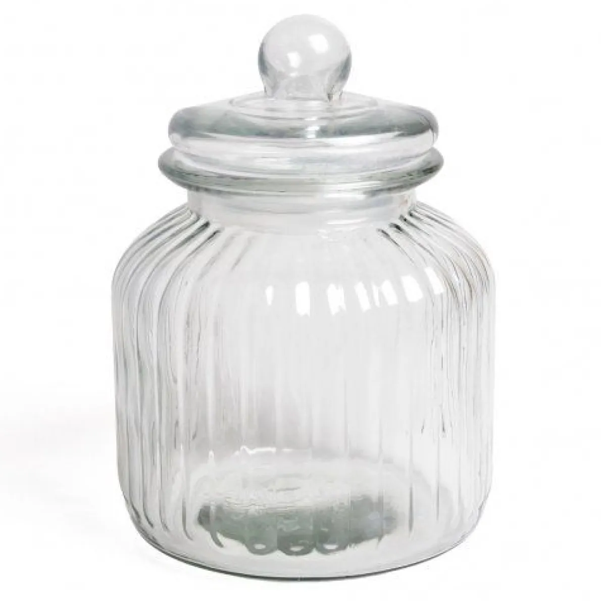 Voorraadpot, glas, ribbels, 2,2 liter