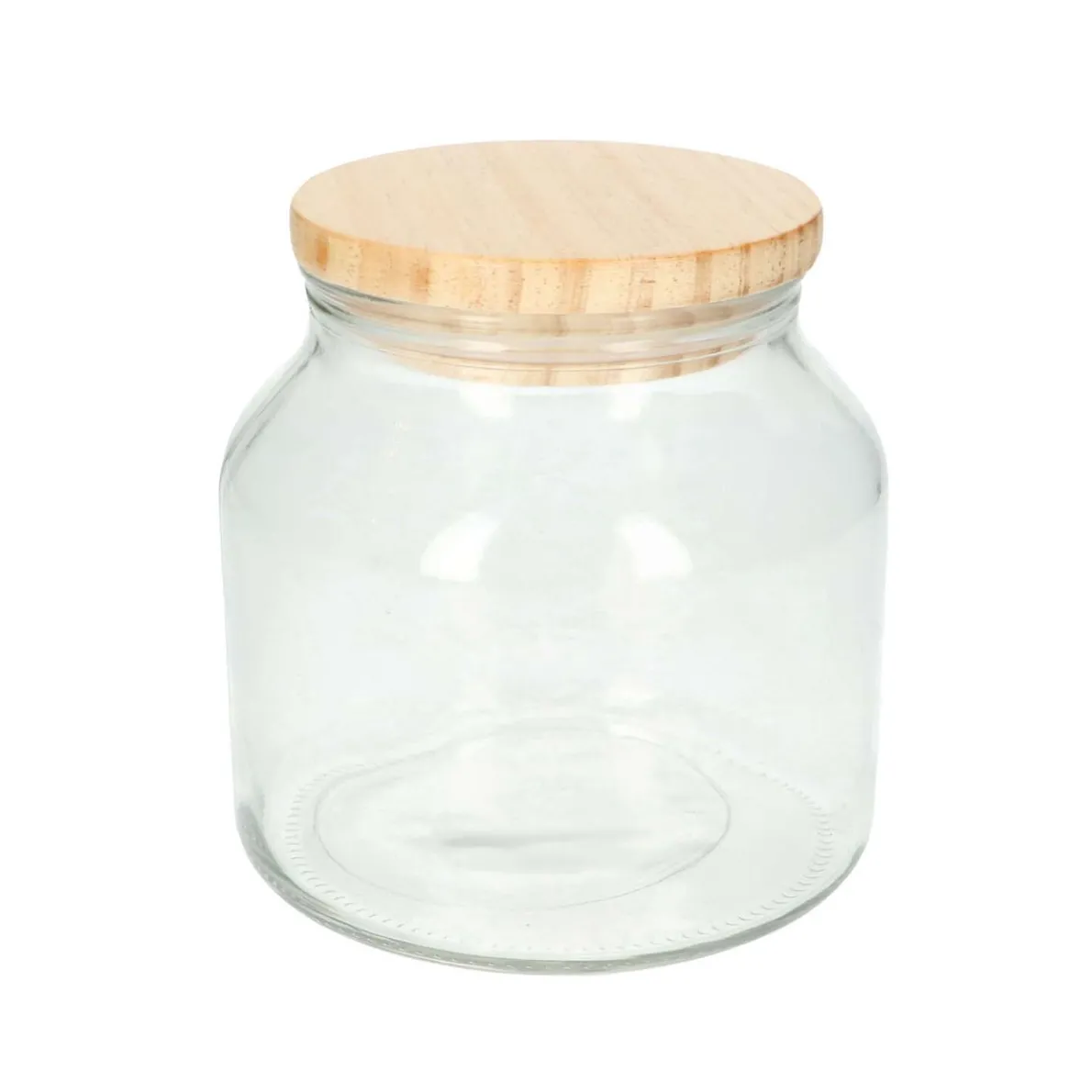 Voorraadpot met houten deksel, glas, middel