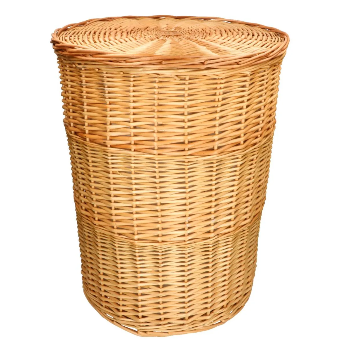 Wasmand rond, wilgenteen, met voering, groot