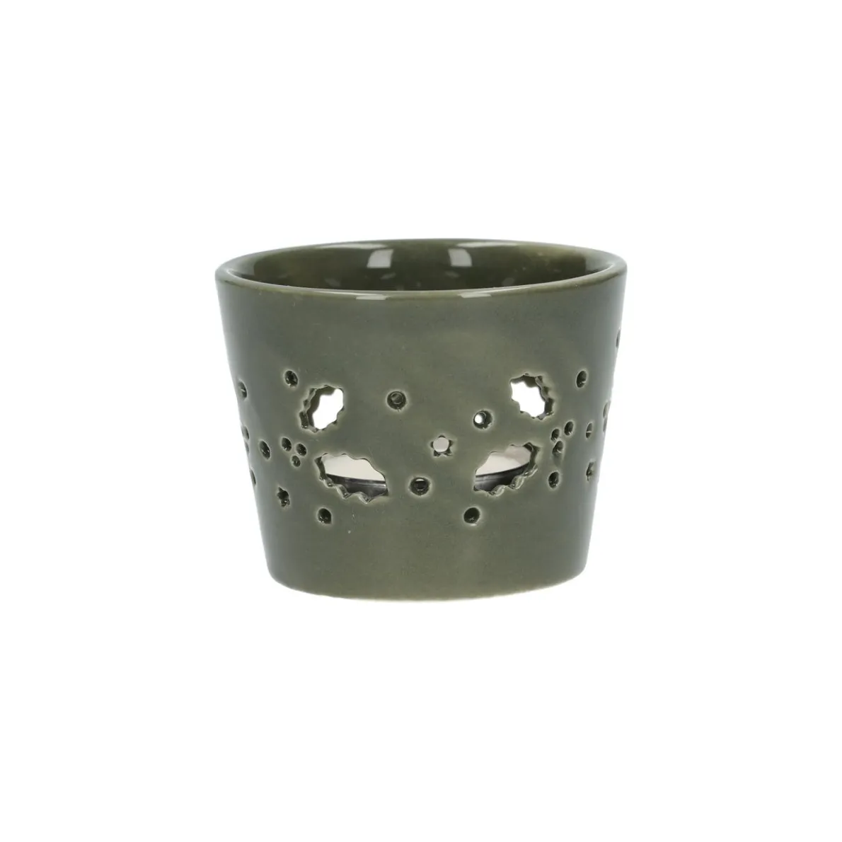 Waxinelichthouder, porselein, groen, H5,5 X Ø7 cm