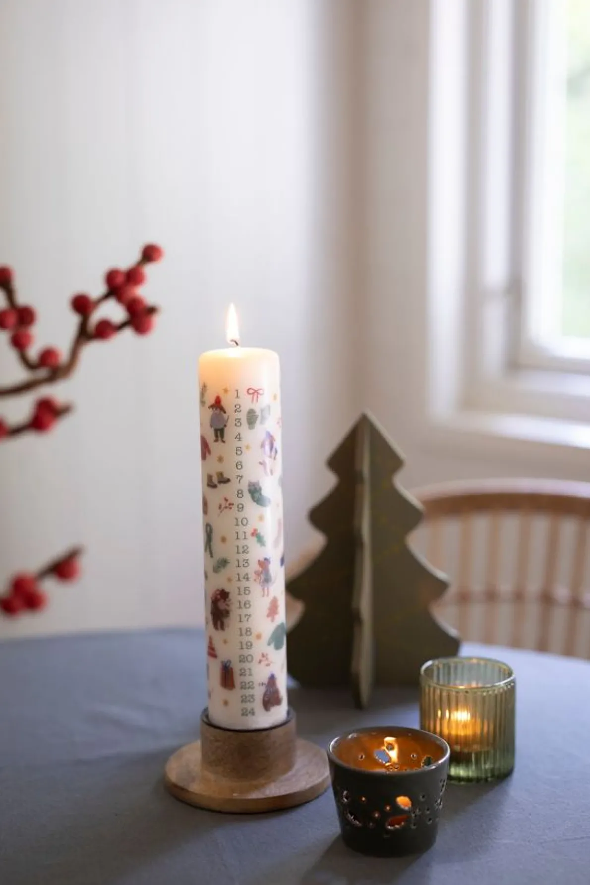 Waxinelichthouder, porselein, groen, H5,5 X Ø7 cm