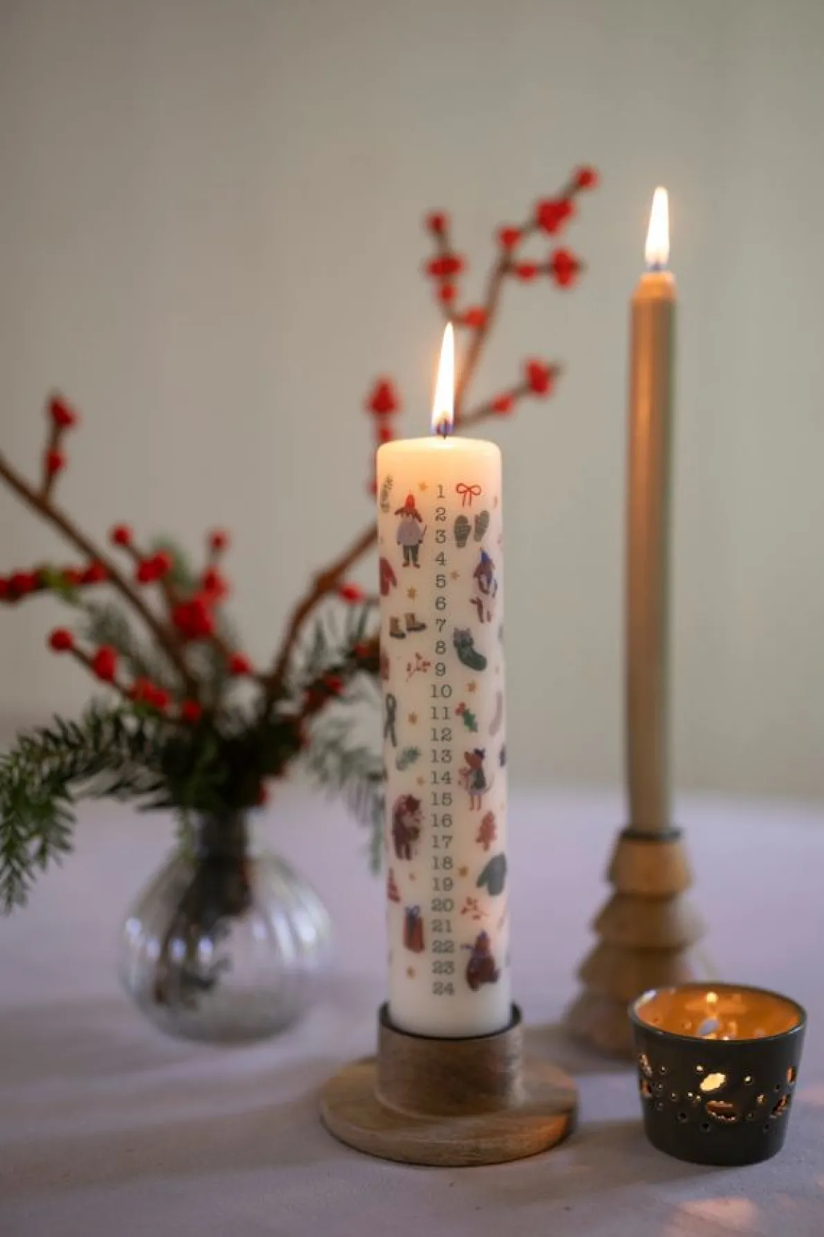 Waxinelichthouder, porselein, groen, H5,5 X Ø7 cm